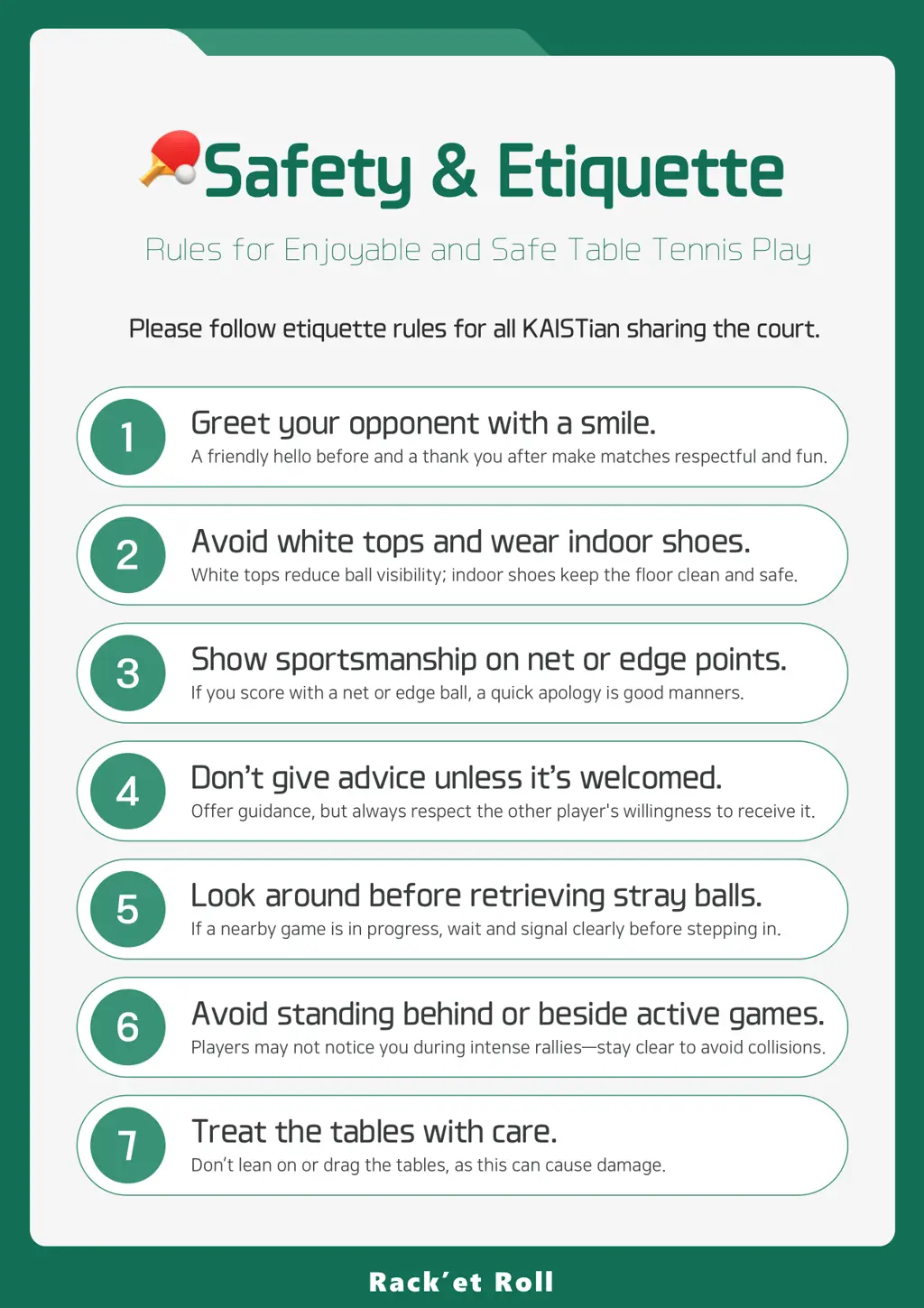 2025 table tennis hall usage rules English preview